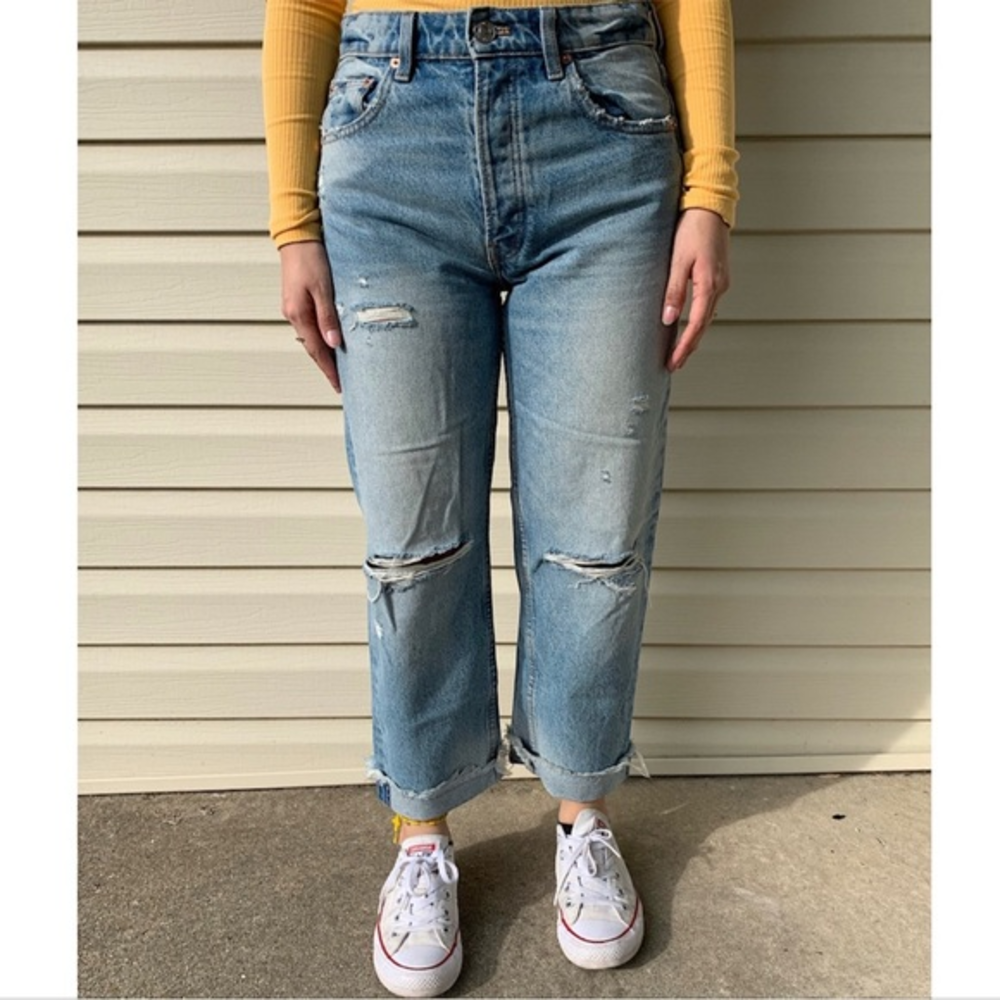 Zara Distress‎ Straight Leg Jeans